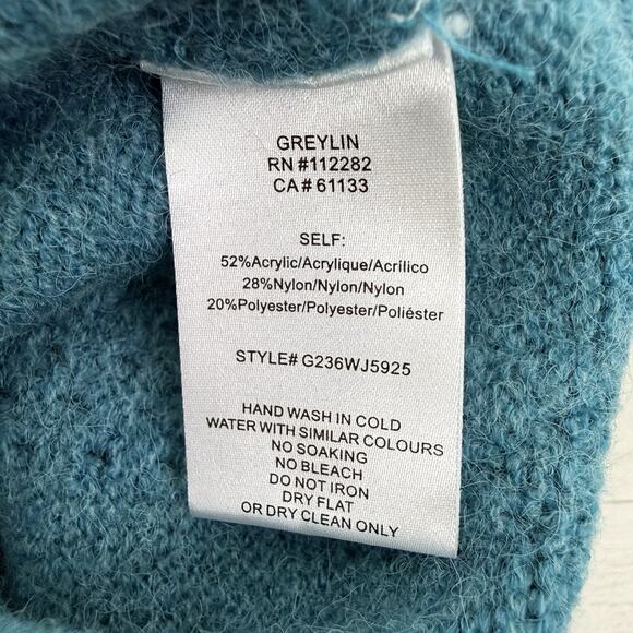 Anthropologie Greylin Puff Short Sleeve Cardigan Sweater Large Teal Romantic - Picture 9 of 13